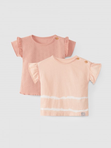 Conjunto de dos camisetas tie-dye y patr�n perforado