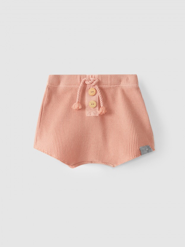 Conjunto dos pantalones cortos de algodón acanalado Conjunto dos pantalones cortos de algodón acanalado