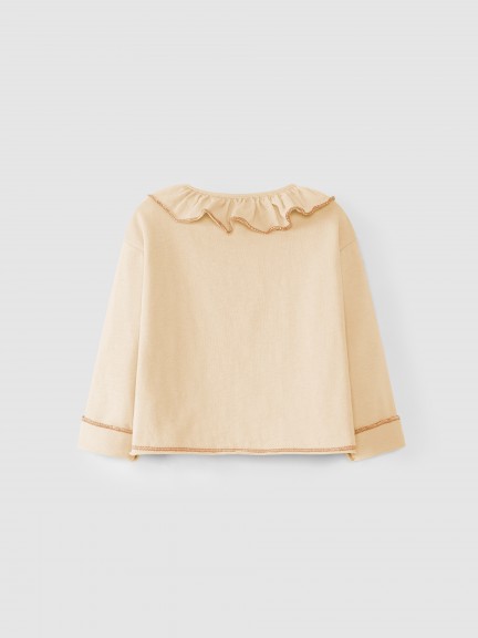 Chaqueta de algodón con cuello de volantes Chaqueta de algodón con cuello de volantes