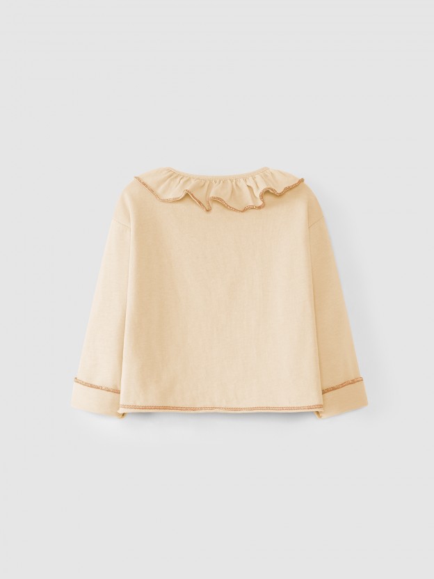 Chaqueta de algod�n con cuello de volantes