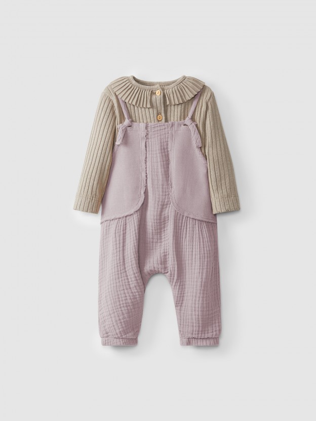 Organic muslin dungarees with knots kit