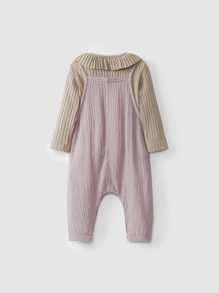 Organic muslin dungarees with knots kit Organic muslin dungarees with knots kit