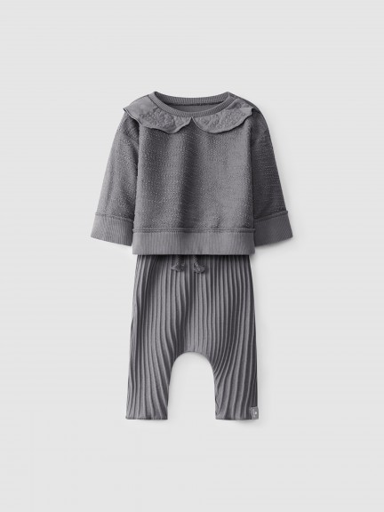 fleece sweat with collar + pants kit