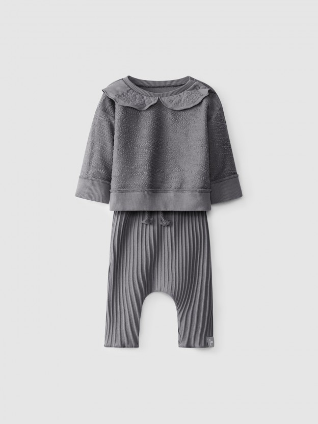 Kit sweat en peluche � col + pantalon
