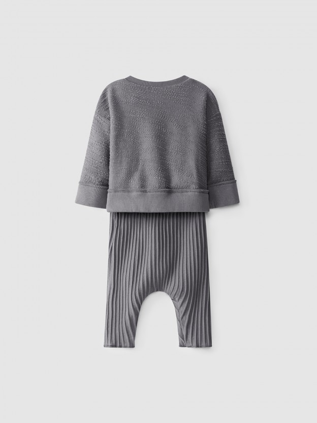 Kit sweat en peluche � col + pantalon