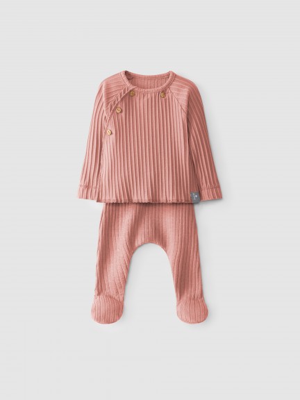 Pants and t-shirt kit in ribben jersey