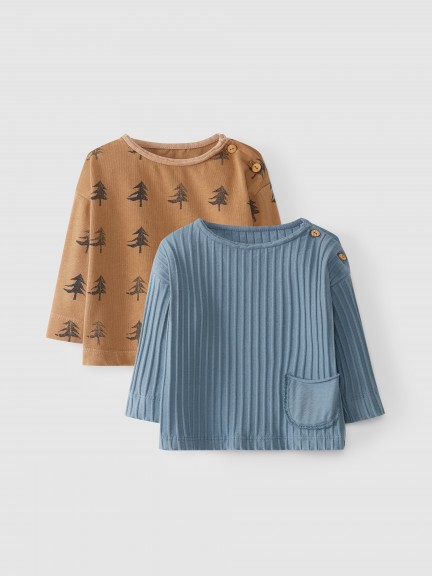 Kit duas t-shirts estampado pinheiros