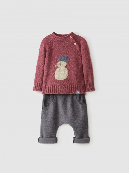 Conjunto de jersey con muñeco de nieve y pantalón Conjunto de jersey con muñeco de nieve y pantalón