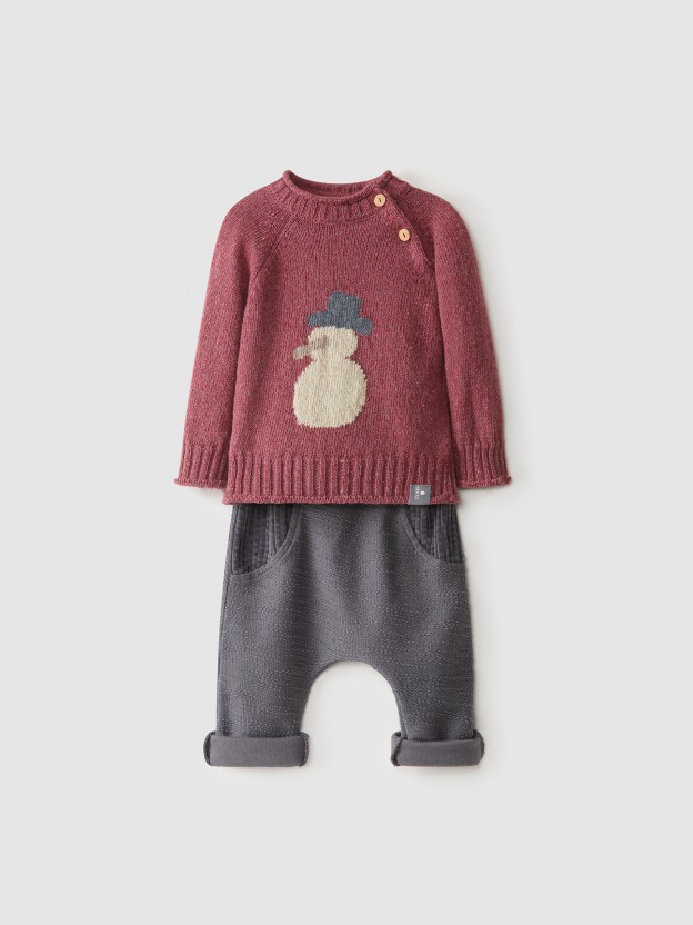 Kit pull bonhomme de neige et pantalon