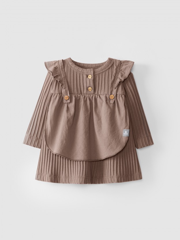 Robe maille cannel�e avec tablier
