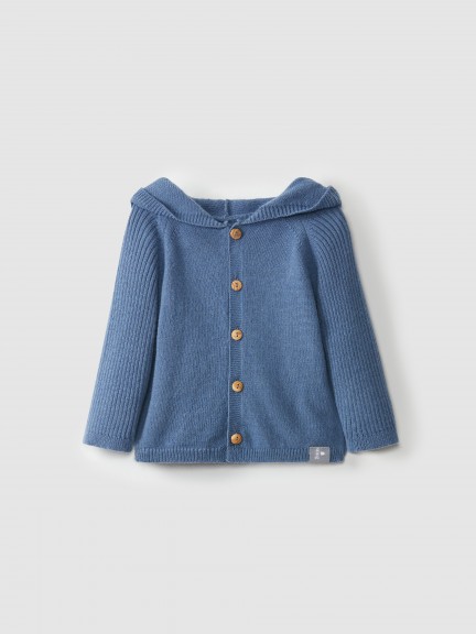 Abrigo con capucha de cachemir / merino