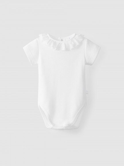 Short-sleeved embroidered collar bodysuit Short-sleeved embroidered collar bodysuit
