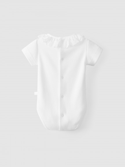 Short-sleeved embroidered collar bodysuit Short-sleeved embroidered collar bodysuit