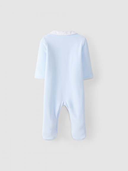 Velvet babygrow with round neck Velvet babygrow with round neck