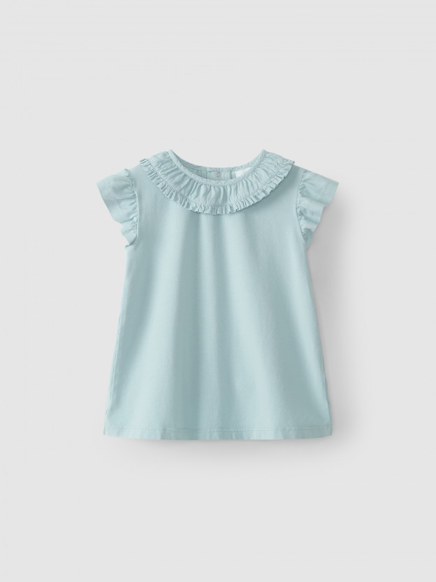 T-shirt gola de folho T-shirt gola de folho