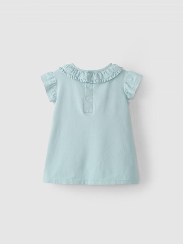 T-shirt gola de folho T-shirt gola de folho
