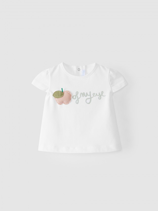 T-shirt com maça em relevo T-shirt com maça em relevo