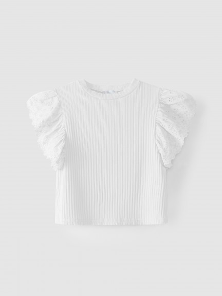 T-shirt with embroidered sleeves T-shirt with embroidered sleeves