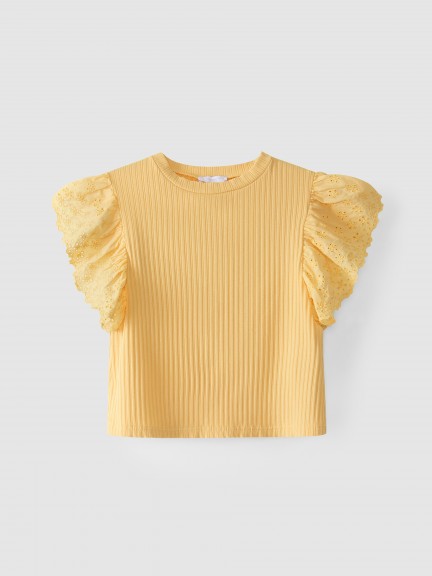 T-shirt with embroidered sleeves T-shirt with embroidered sleeves