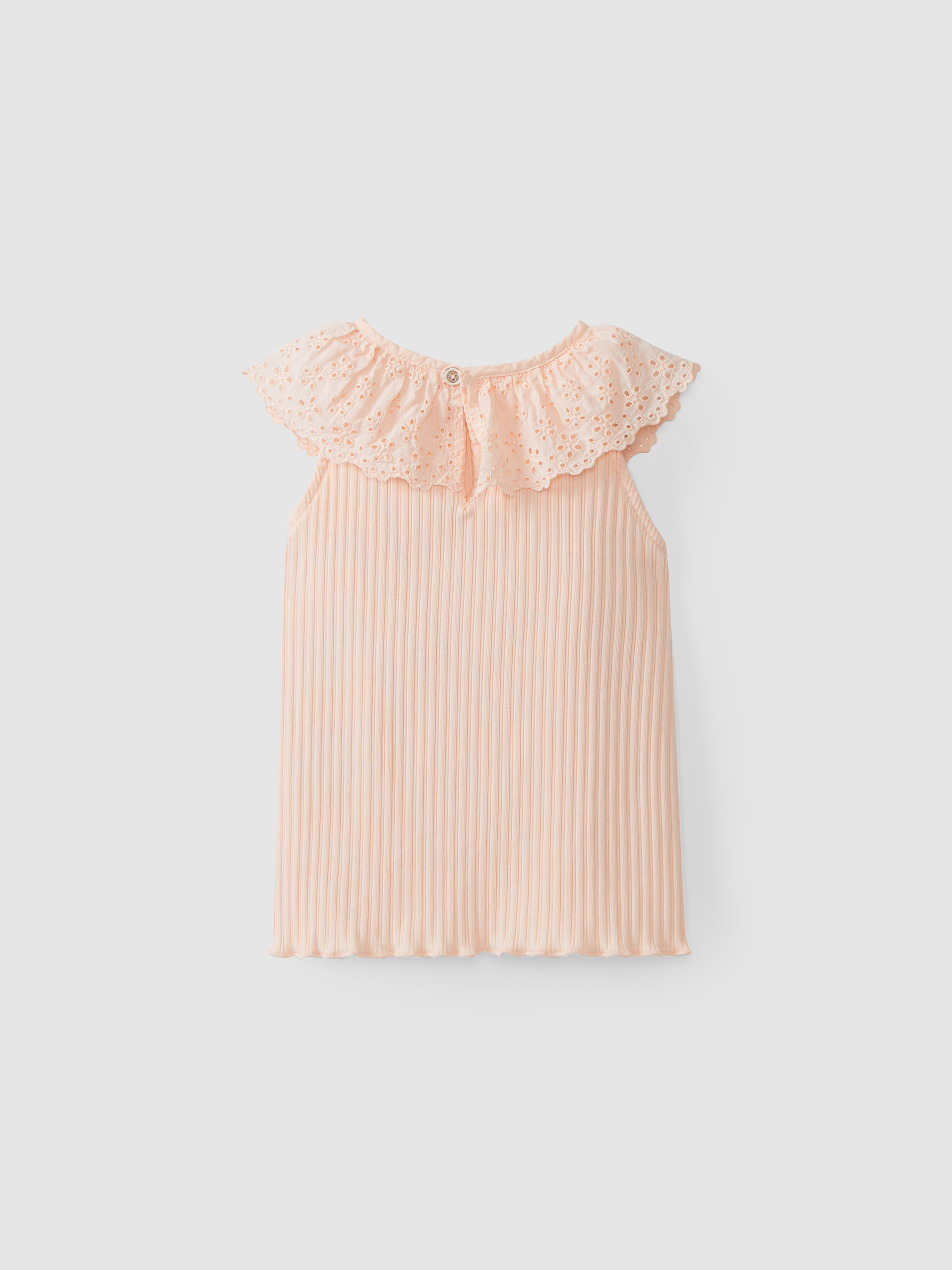 Embroidered ruffled collar T-shirt