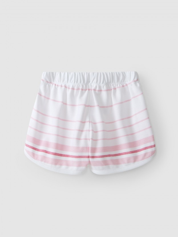 Pantalón corto de piqué a rayas Pantalón corto de piqué a rayas