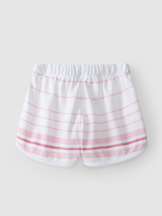 Pantalón corto de piqué a rayas Pantalón corto de piqué a rayas