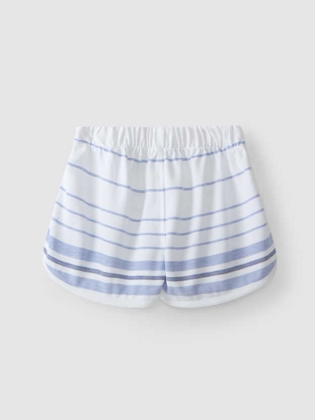 Pantalón corto de piqué a rayas Pantalón corto de piqué a rayas