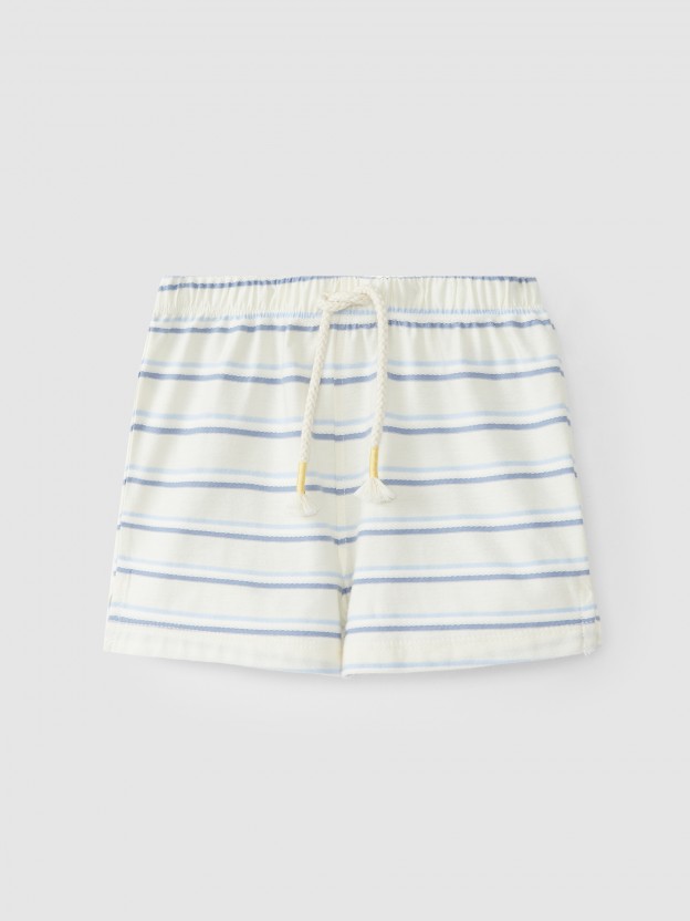 Short pull-up en coton rayures Short pull-up en coton rayures