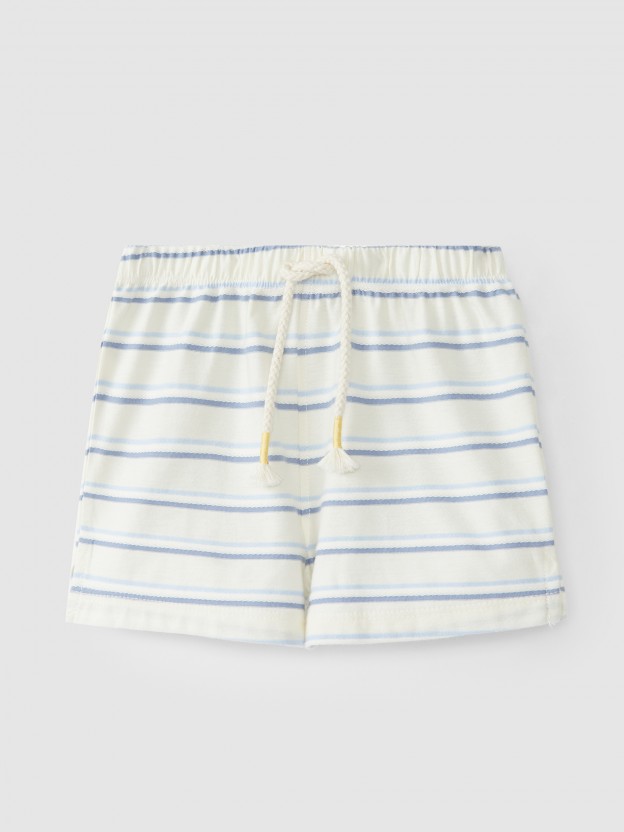 Short pull-up en coton rayures Short pull-up en coton rayures