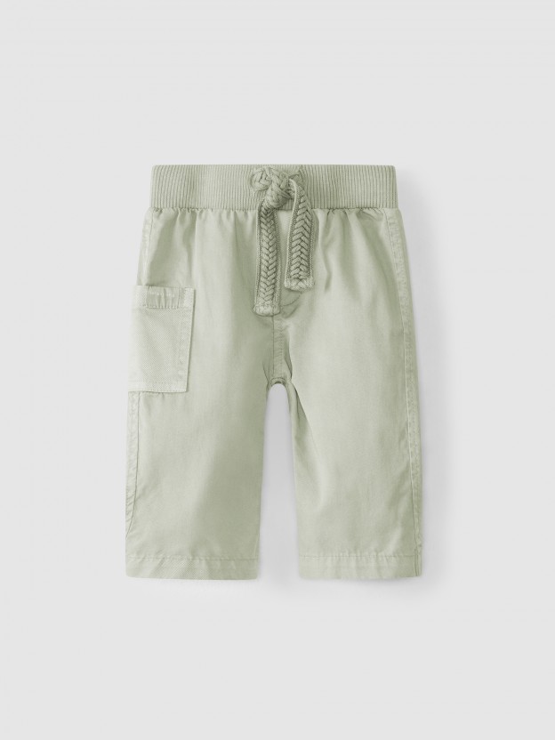 Pull-up twill pants