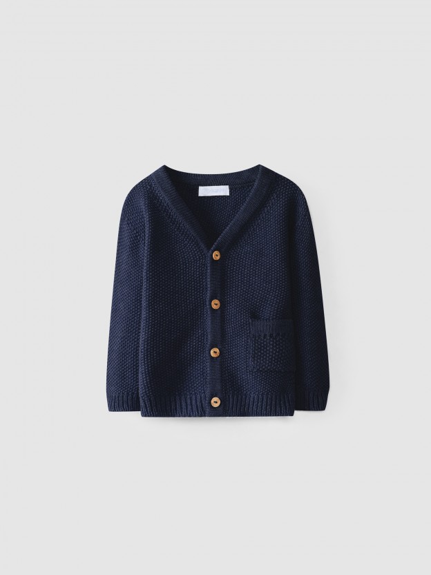 Chaqueta de punto con cuello en pico Chaqueta de punto con cuello en pico