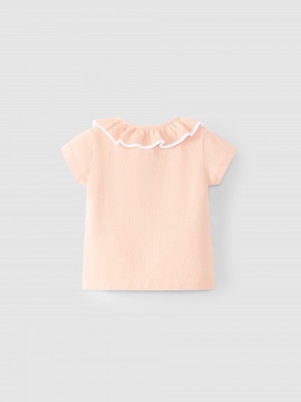 Polo de piqué con cuello de volantes Polo de piqué con cuello de volantes
