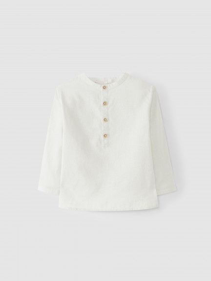 Camisa de lino con cuello mao Camisa de lino con cuello mao