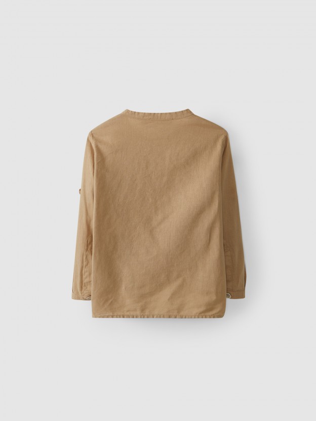 Camisa de lino con cuello mao Camisa de lino con cuello mao