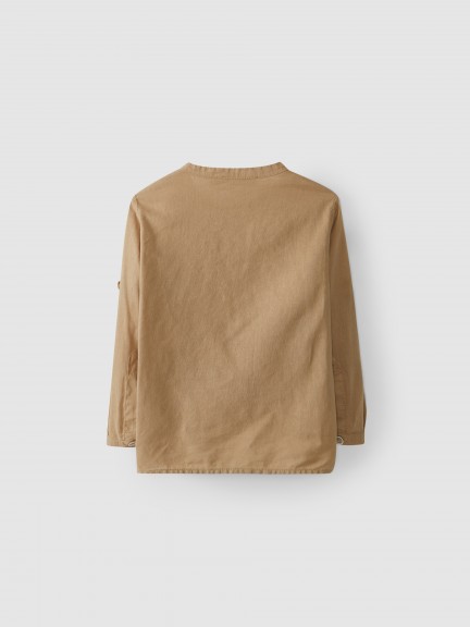 Camisa de lino con cuello mao Camisa de lino con cuello mao