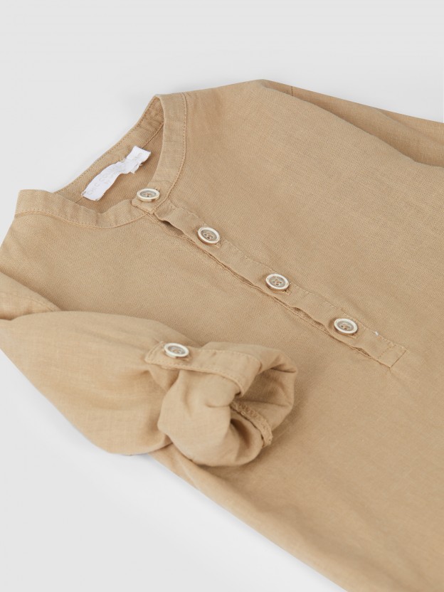 Camisa de lino con cuello mao Camisa de lino con cuello mao