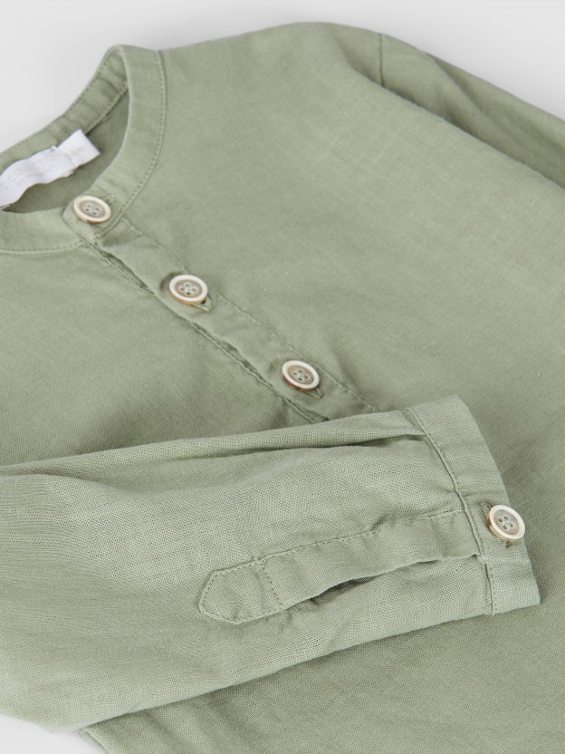 Camisa de lino con cuello mao