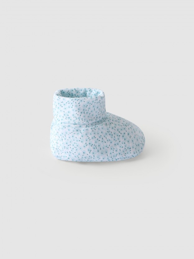 Floral print booties