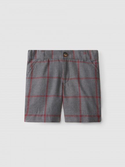 Pantalones cortos a cuadros en tela de paño Pantalones cortos a cuadros en tela de paño