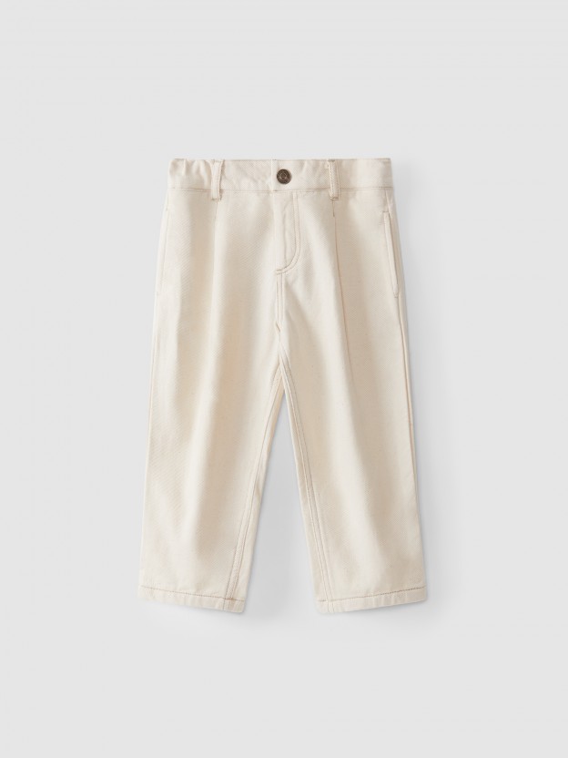 Pantalón cigarrette de sarga cardada Pantalón cigarrette de sarga cardada