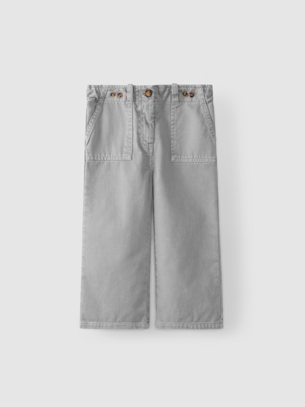Pantal�n de sarga wide leg con bolsillos
