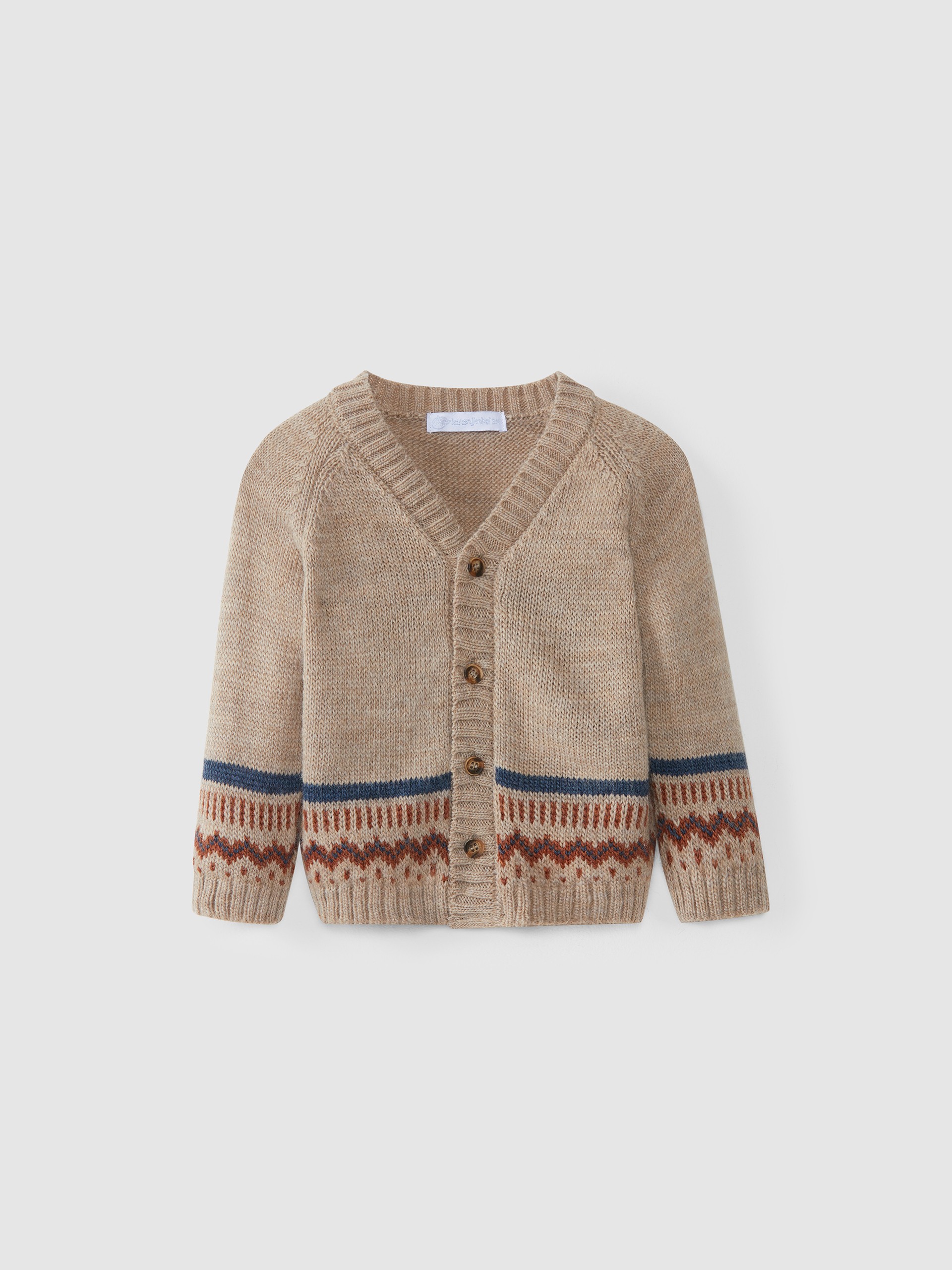 Chaqueta jacquard de punto con cuello de pico