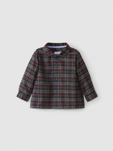Indigo and red plaid shirt