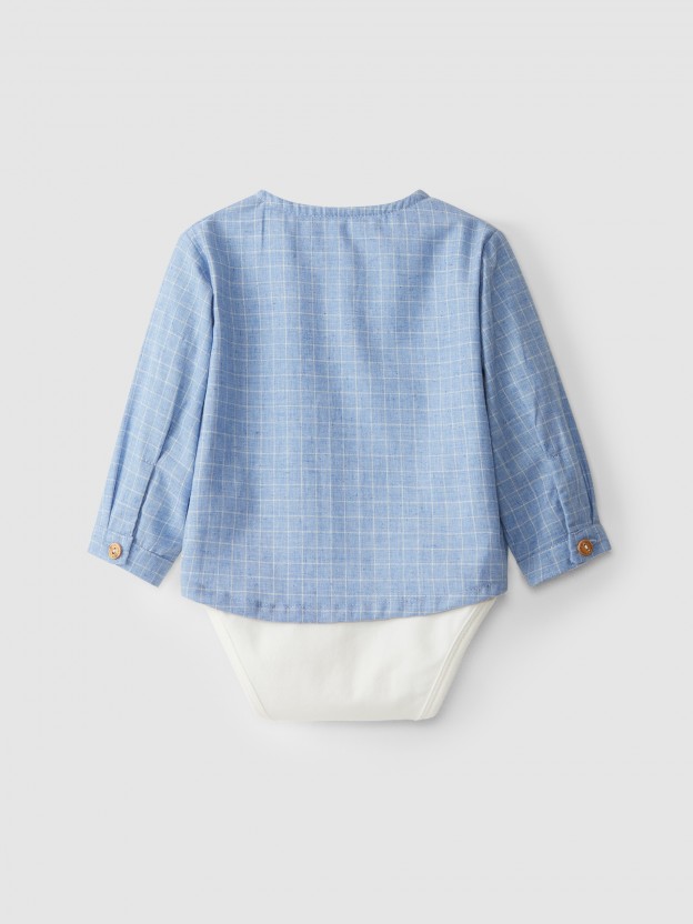 Body-chemise col mao à carreaux Body-chemise col mao à carreaux