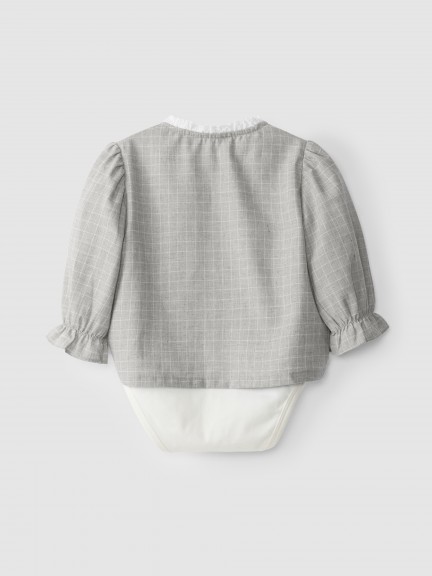 Plaid body shirt with lace collar Plaid body shirt with lace collar
