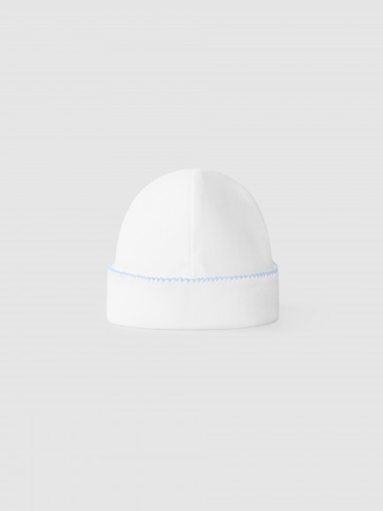 Gorro de algod�n con detalle de piquillo