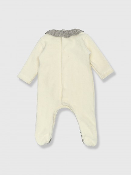 Terrycloth babygrow with ruffled collar Terrycloth babygrow with ruffled collar