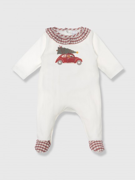 Christmas Babygrow ruffled collar
