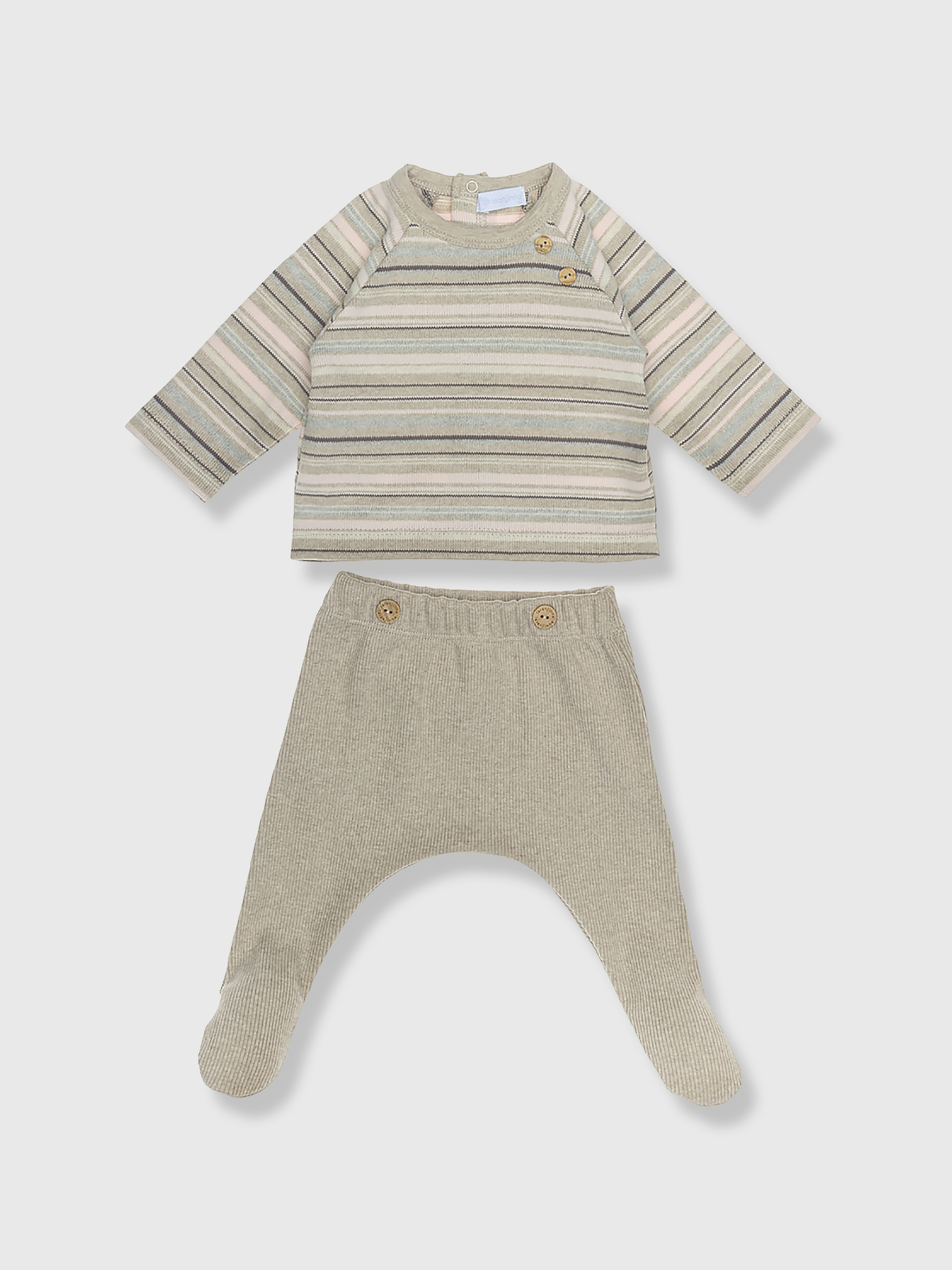 Conjunto em malha tricotada e canelada