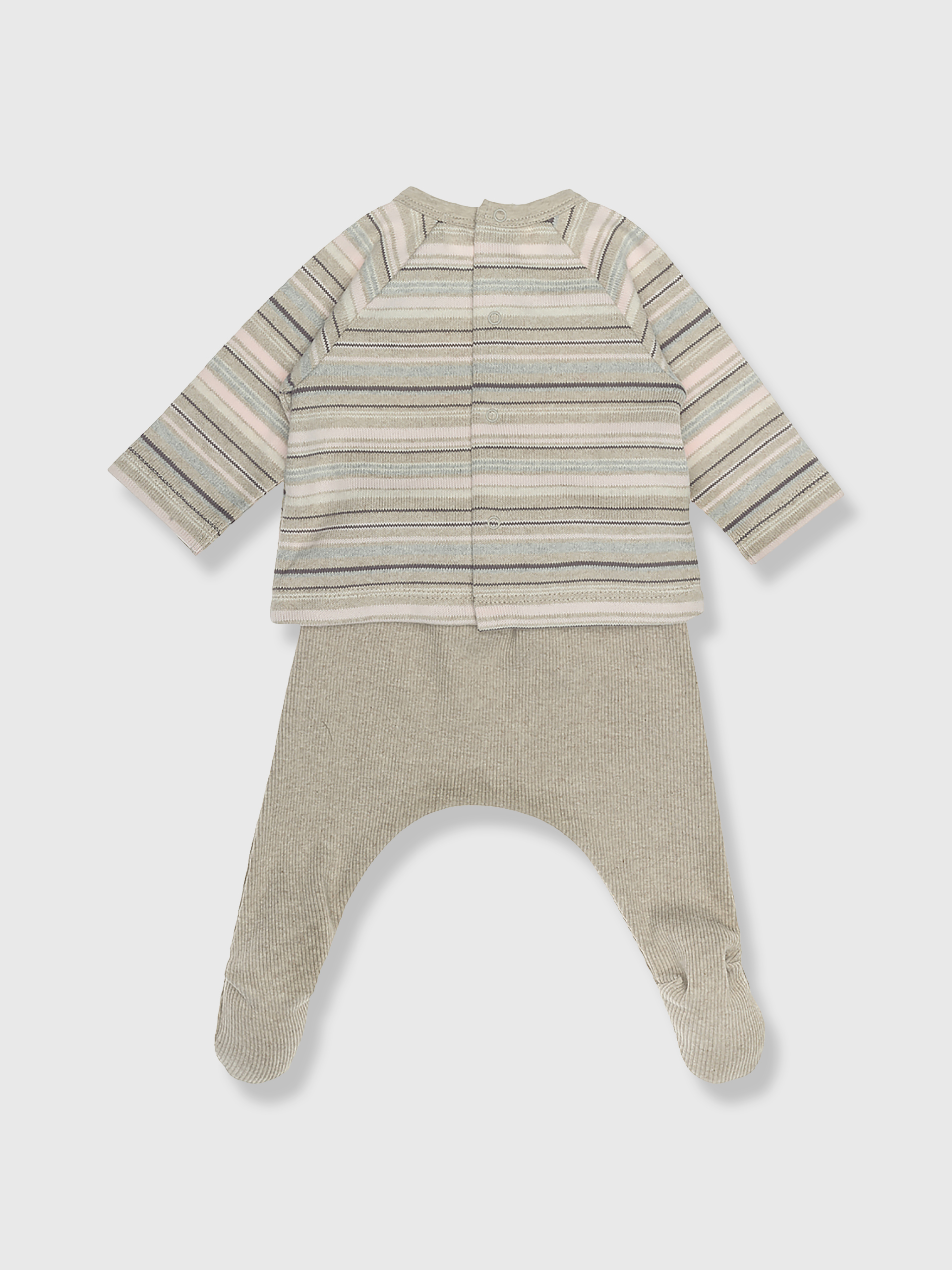 Conjunto em malha tricotada e canelada